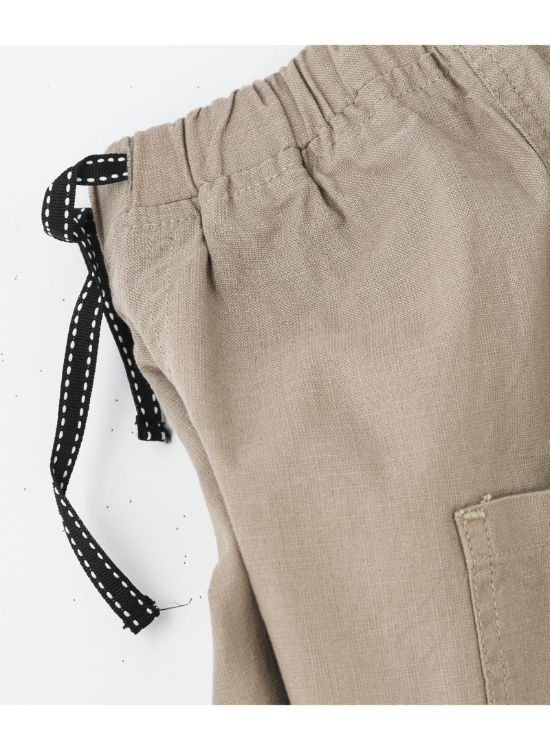 JAM Boys Light Brown Cotton Cargo Pants with Drawstring - Image 4
